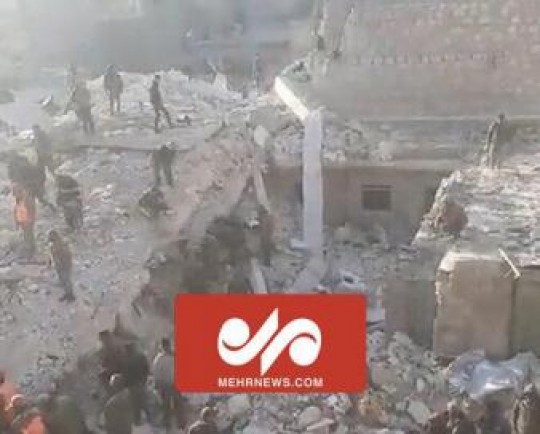 ریزش یک ساختمان مسکونی در حلب سوریه